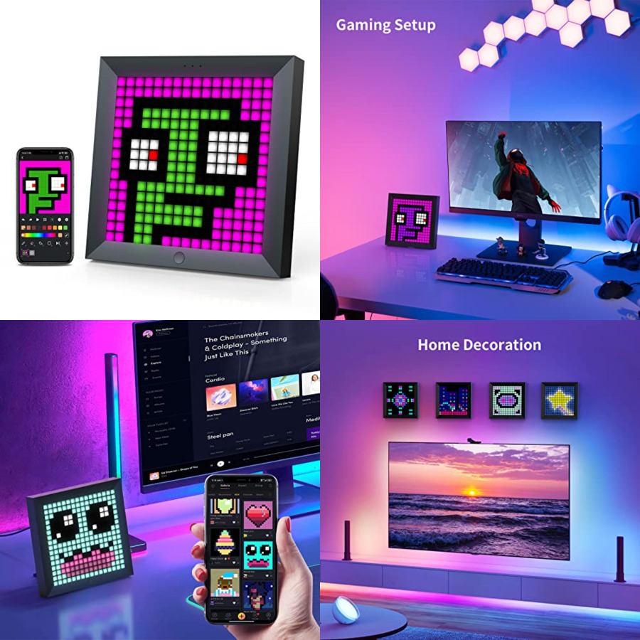 Desk Room Setup - LED Light Pixel Display Panel Suit