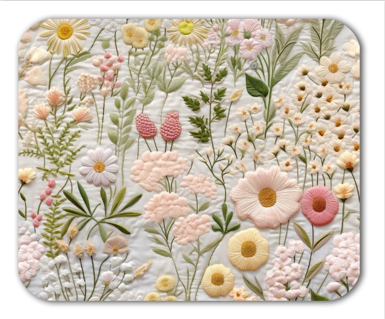Desk Setup With Laptop - Mouse Pad Brushed Fabric Mousepad Flowers