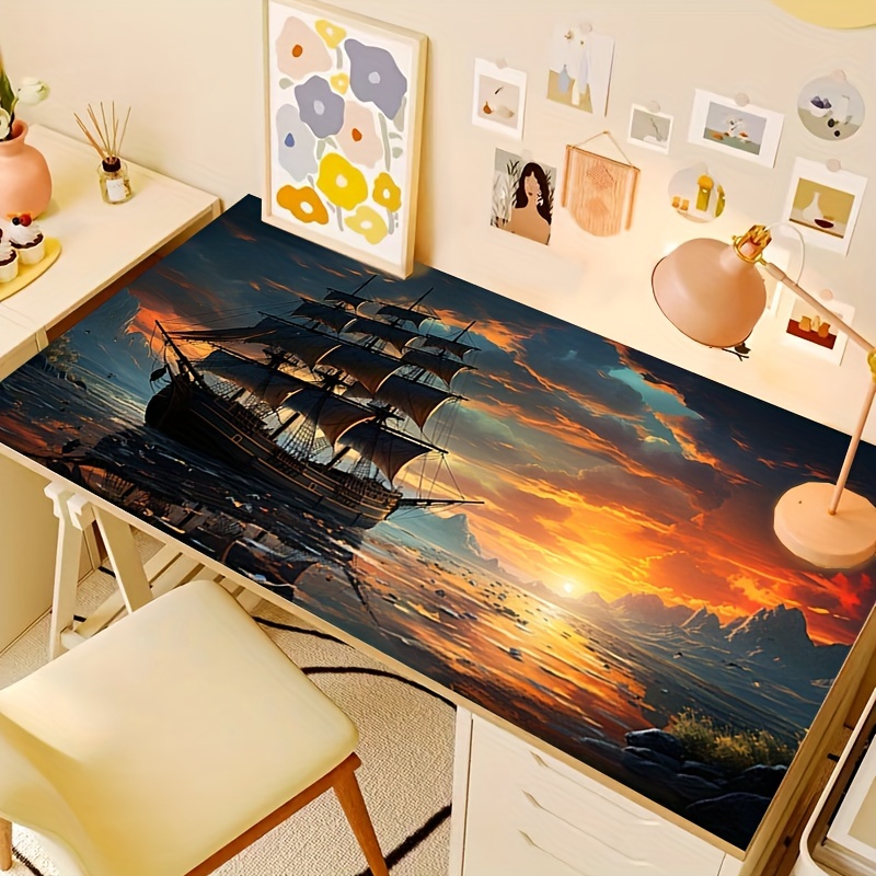 Desk Setup Office - Mouse Pad Sailboat Keyboard Pad Non-slip