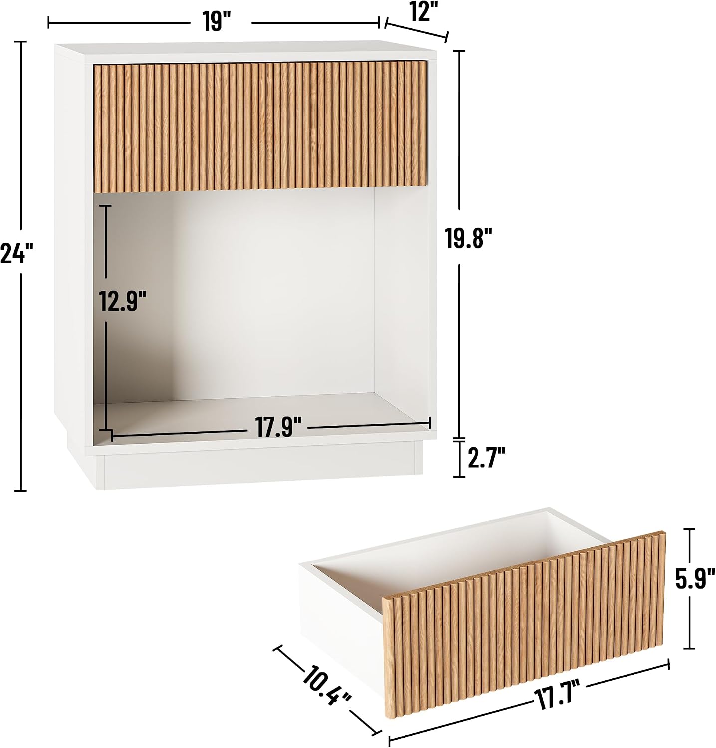 Fluted Nightstands Set Of 2 Mo - Desk Setup Oak review and price