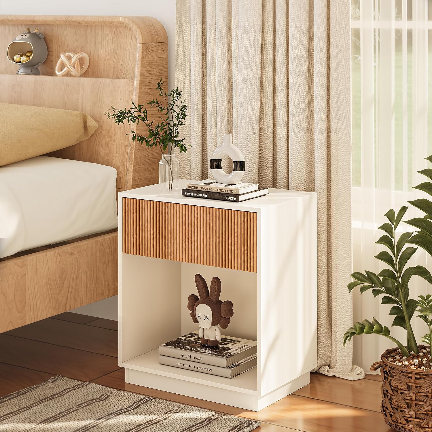 Fluted Nightstands Set Of 2 Mo - Desk Setup Oak review and price