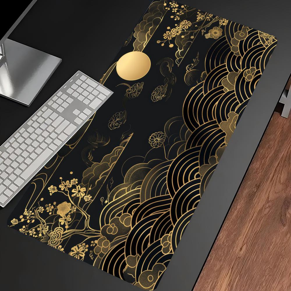 Japanese Golden Wave Moon Koi  - Desk Setup With Laptop review and price