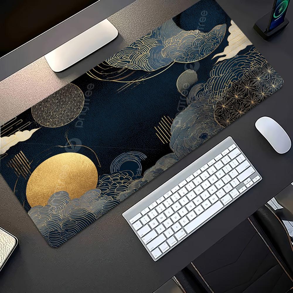 Japanese Golden Wave Moon Koi  - Desk Setup With Laptop review and price