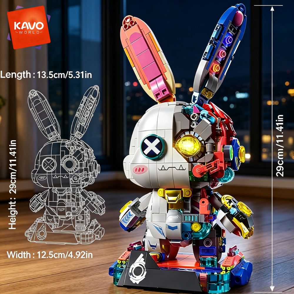 KAVOWORLD 1377PCS Robot Rabbit - Desk Setup Builder review and price