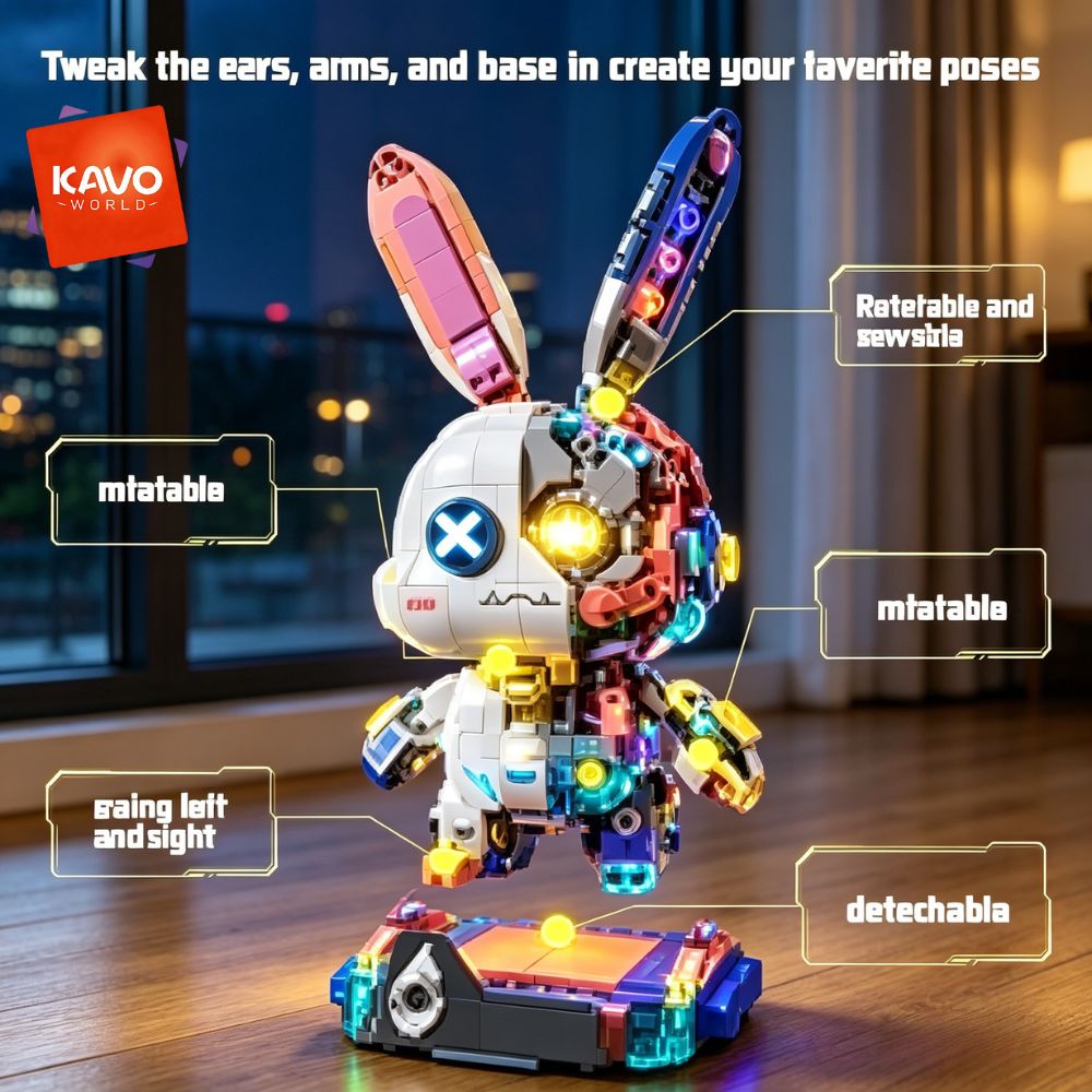 KAVOWORLD 1377PCS Robot Rabbit - Desk Setup Builder review and price