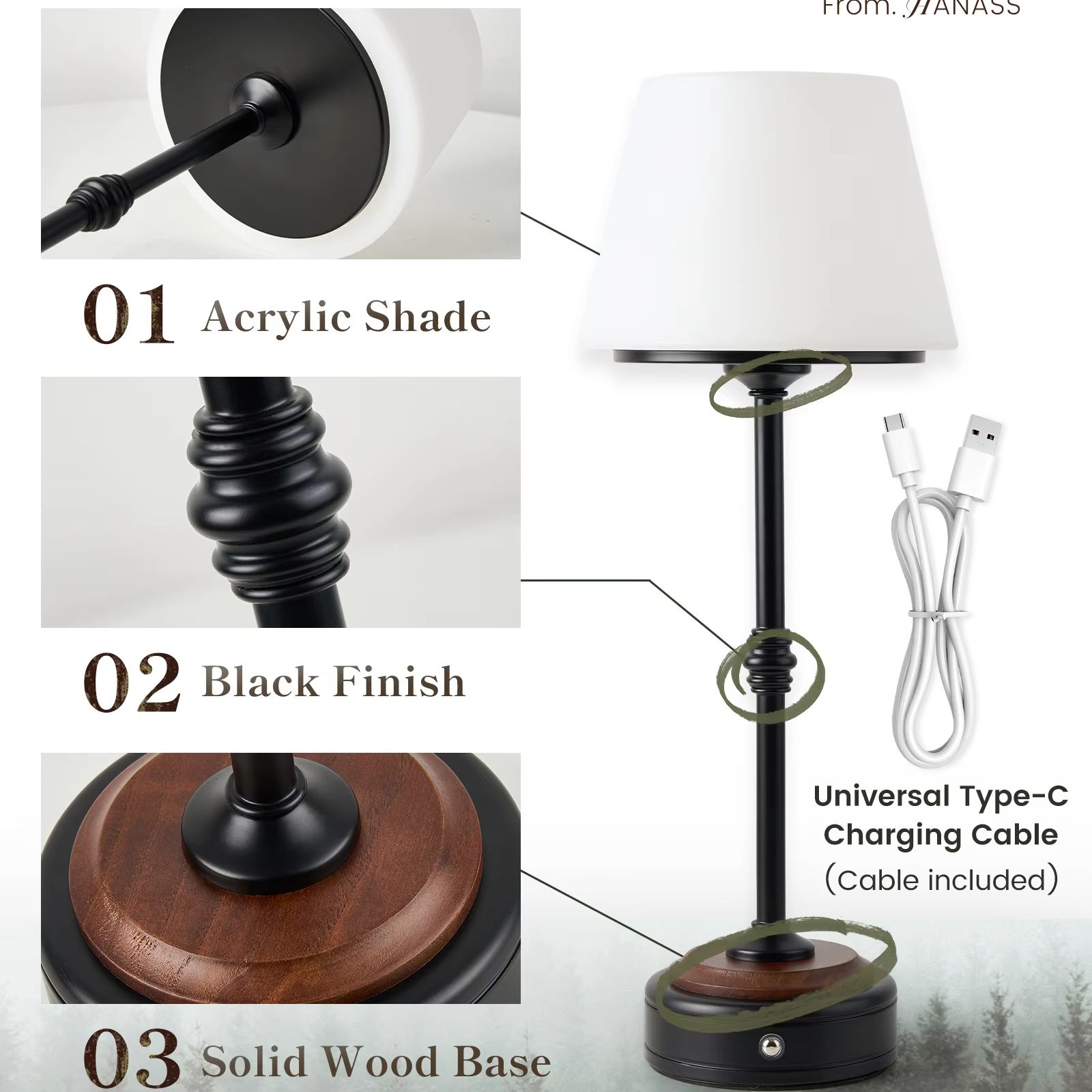 Cordless Table Lamps Set of  5 - Desk Room Setup review and price