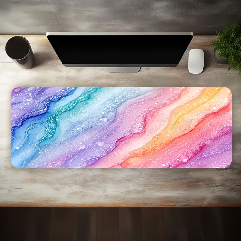 Vibrant Rainbow Glitter Marble - Desk Setup Office review and price