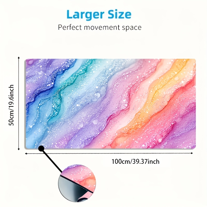Vibrant Rainbow Glitter Marble - Desk Setup Office review and price