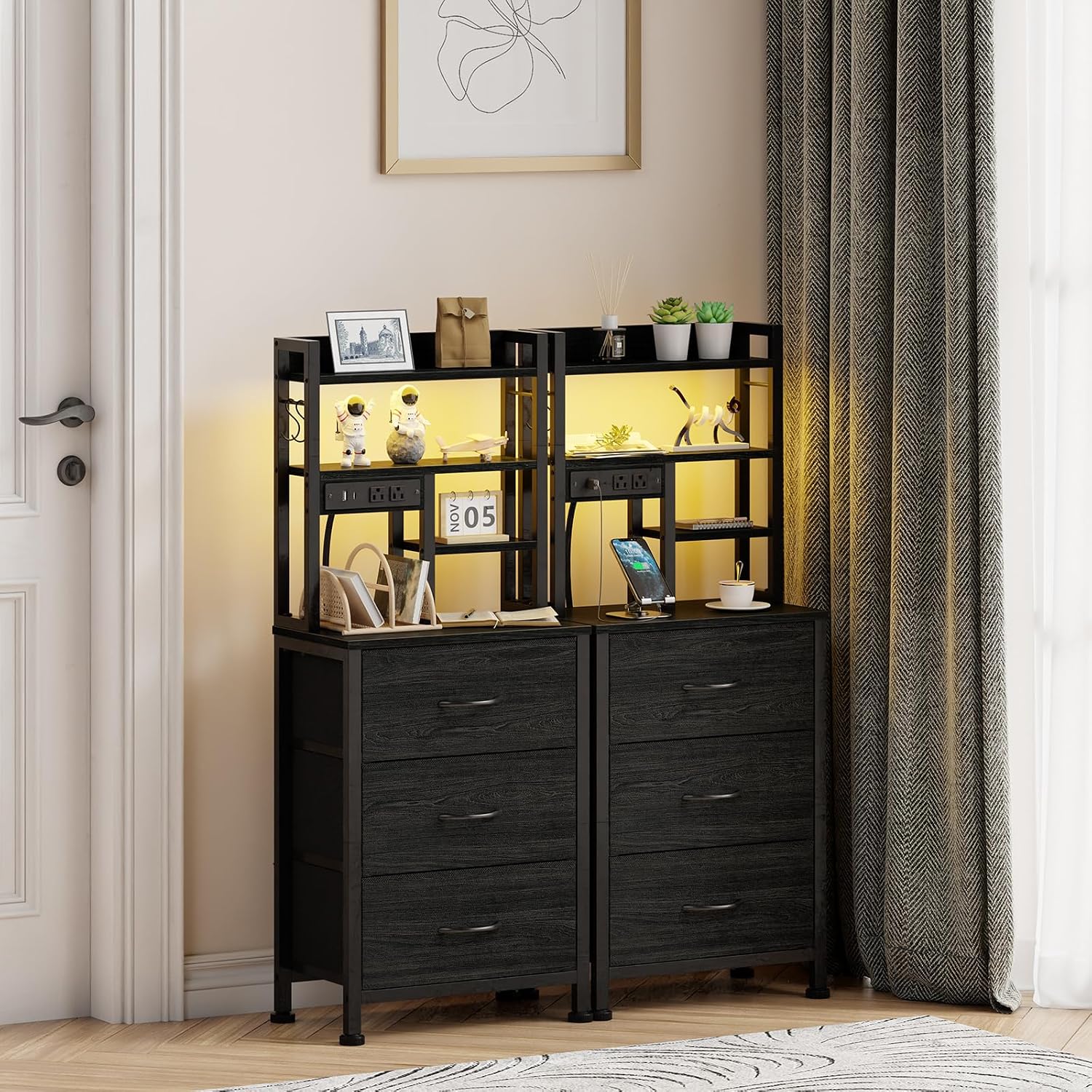 Nightstands Set of 2, Tall Nig - Desk Setup Oak review and price