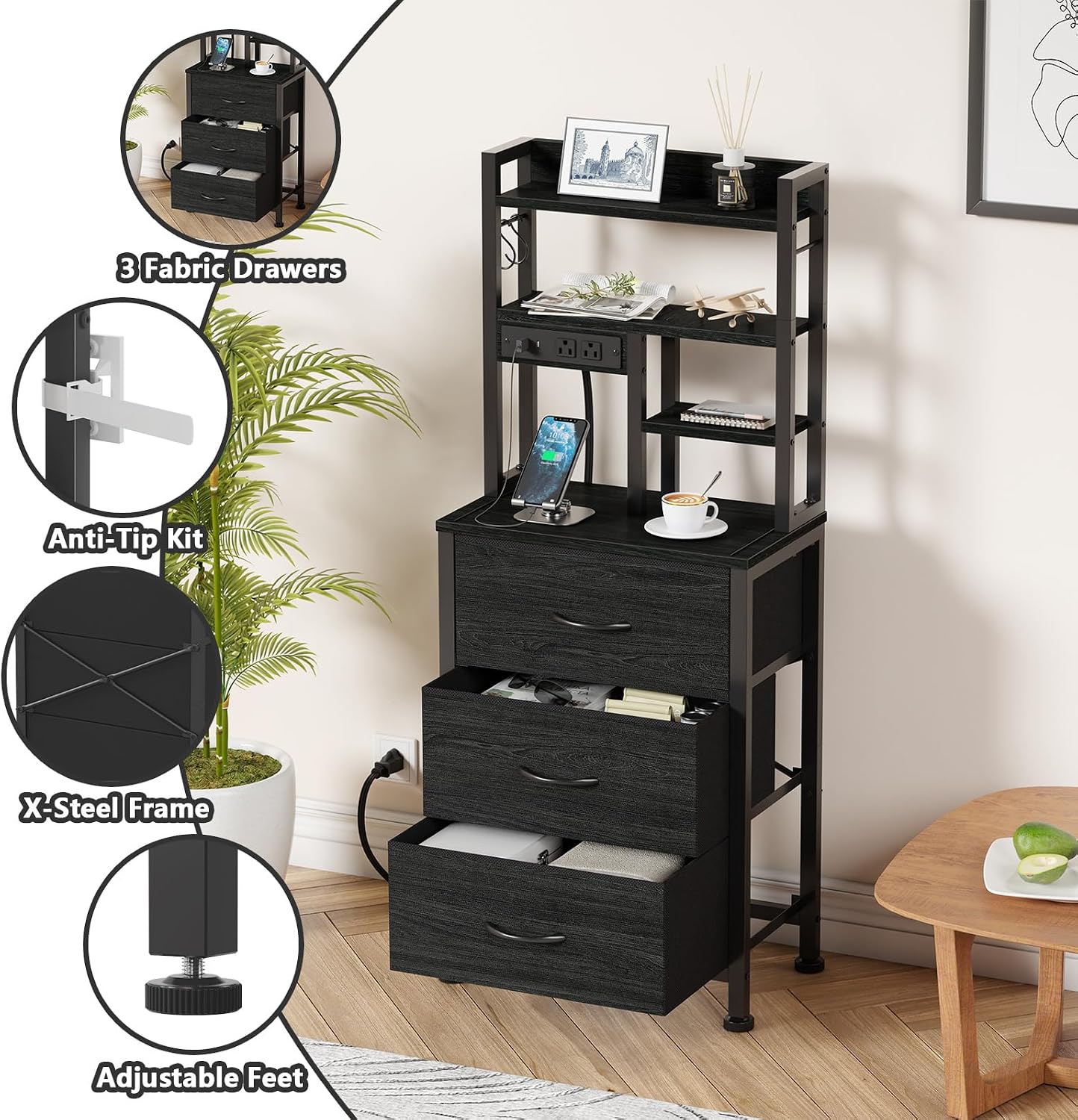Nightstands Set of 2, Tall Nig - Desk Setup Oak review and price