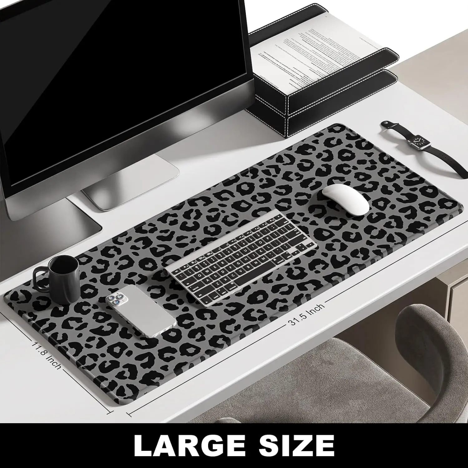 Stylish Grey Black Leopard Pri - Desk Setup With Laptop review and price