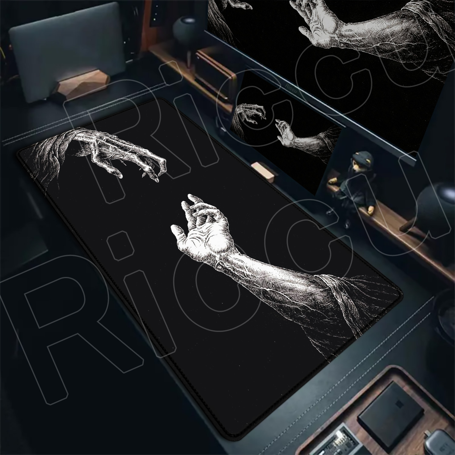 HD Large Black White XXL Gothi - Desk Setup With Laptop review and price