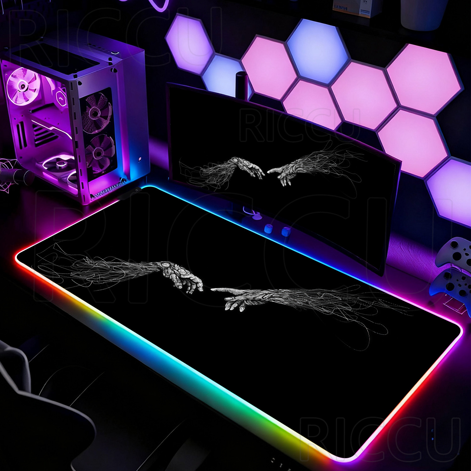 RGB XXL HD Large Black White G - Desk Setup With Laptop review and price