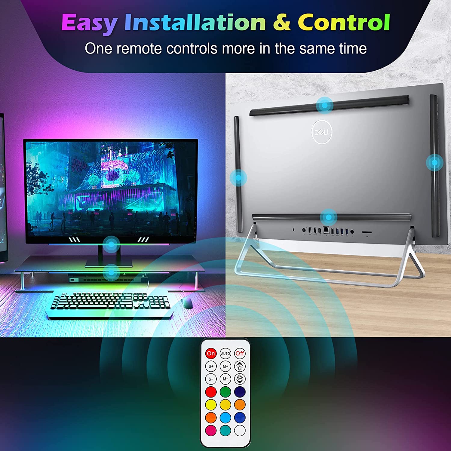 Under Monitor Light Bar RGB Dr - Desk Room Setup review and price