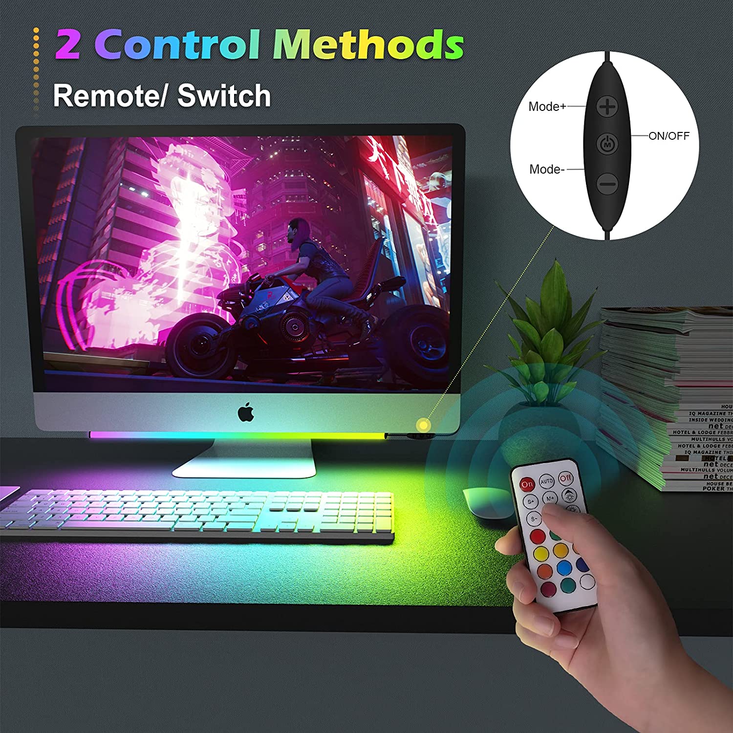 Under Monitor Light Bar RGB Dr - Desk Room Setup review and price