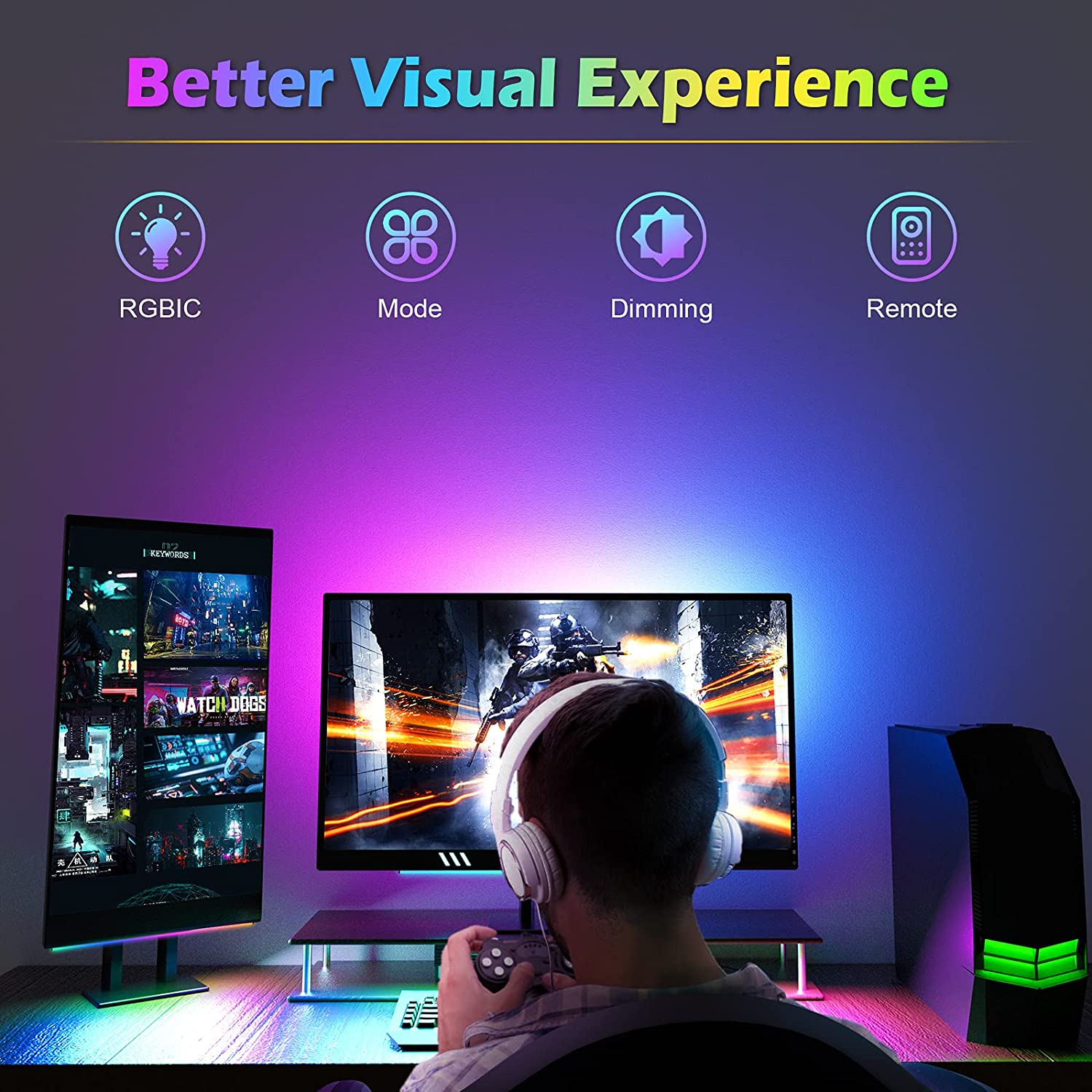 Under Monitor Light Bar RGB Dr - Desk Room Setup review and price